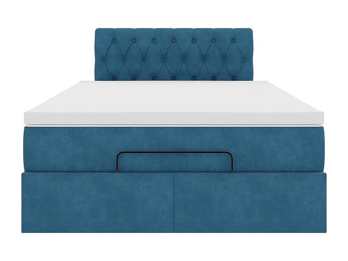 Ottomane Bett mit Matratze & LEDs Dunkelblau 120x190 cm Samt
