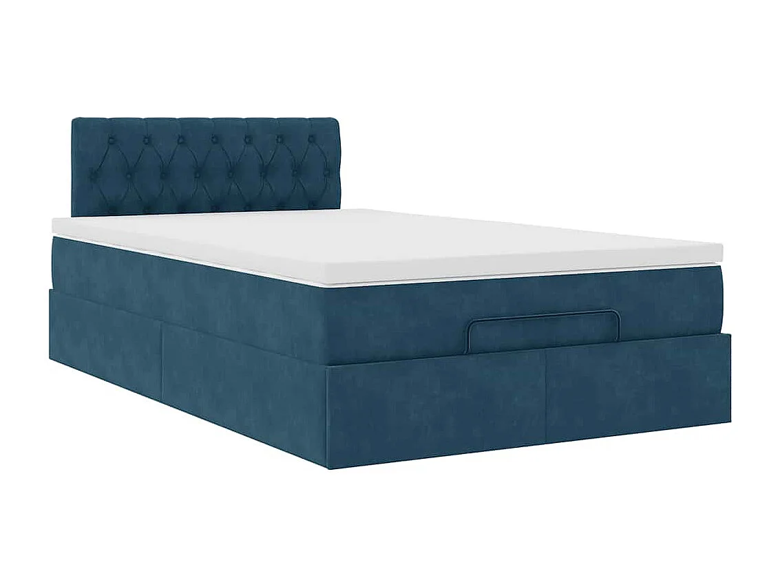 Lit ottoman avec matelas et LED bleu foncé 90x200cm velours