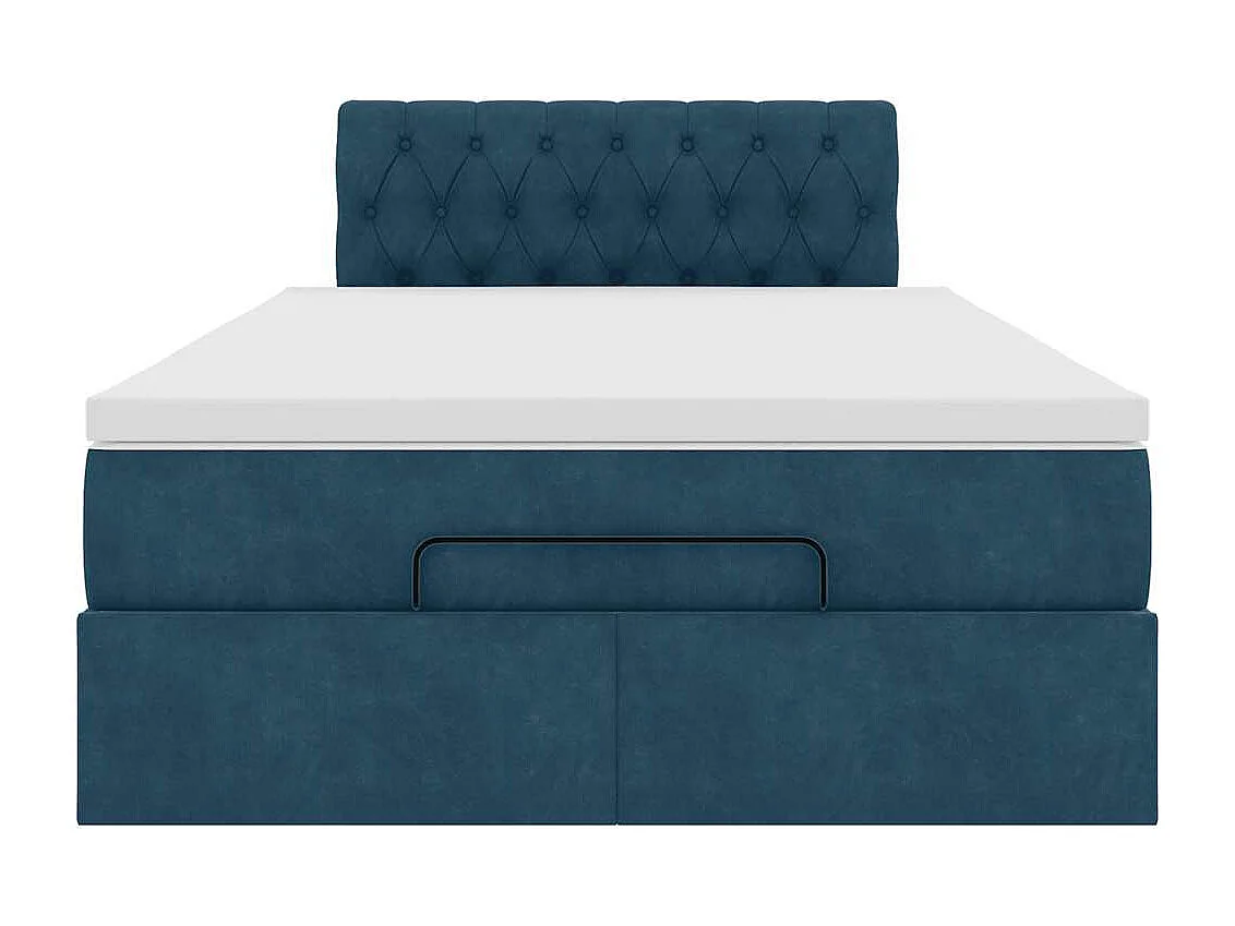 Lit ottoman avec matelas et LED bleu foncé 90x200cm velours