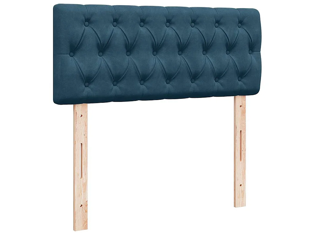 Pouf Letto con Materasso e LED Blu Scuro 120x190cm in Velluto