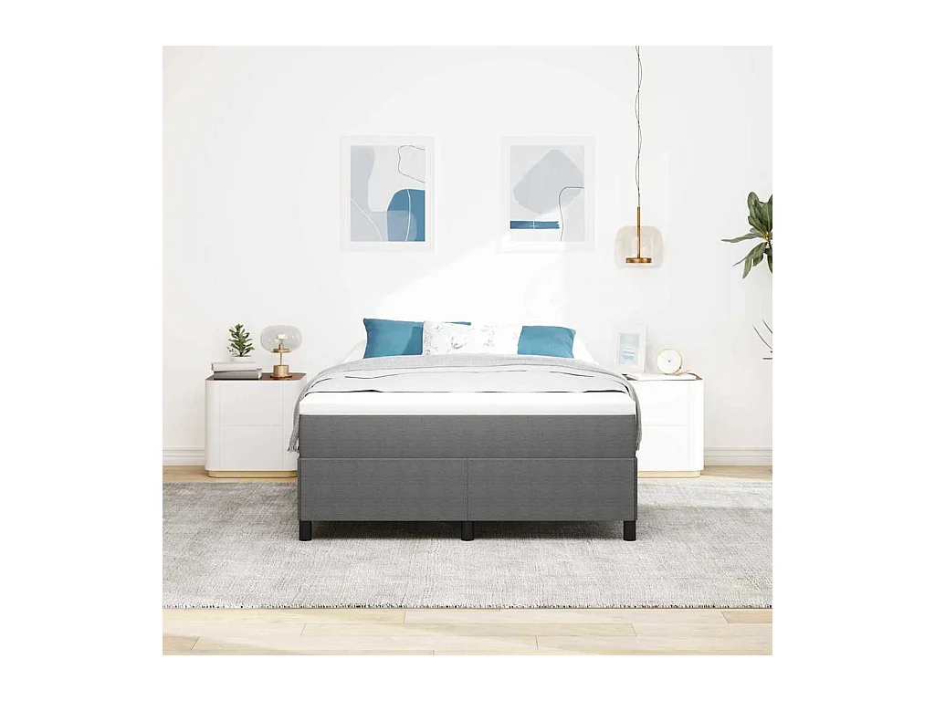 Bettgestell Hellgrau 140 x 190 cm Cordstoff