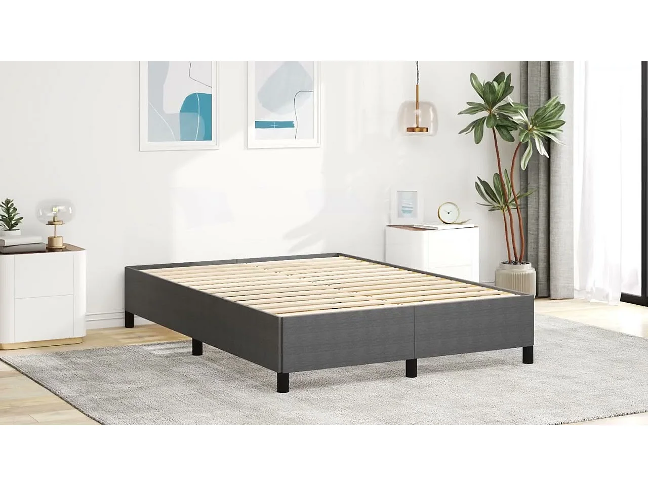 Boxspringbett Hellgrau 140 x 190 cm Cordstoff