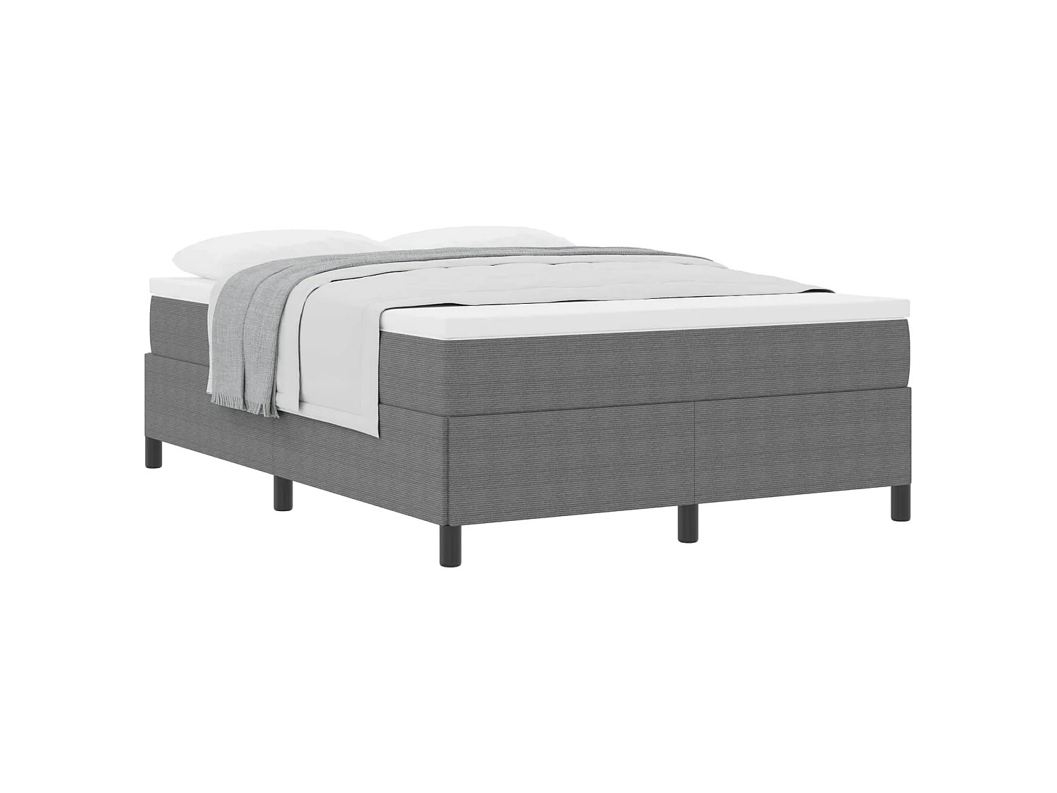 Letto a molle Grigio Chiaro 140 x 190 cm Tessuto in Cords