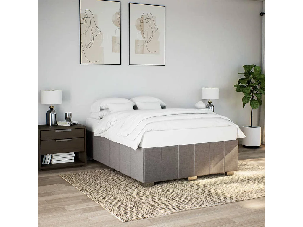 Cadre de lit sans matelas taupe 160x200 cm tissu