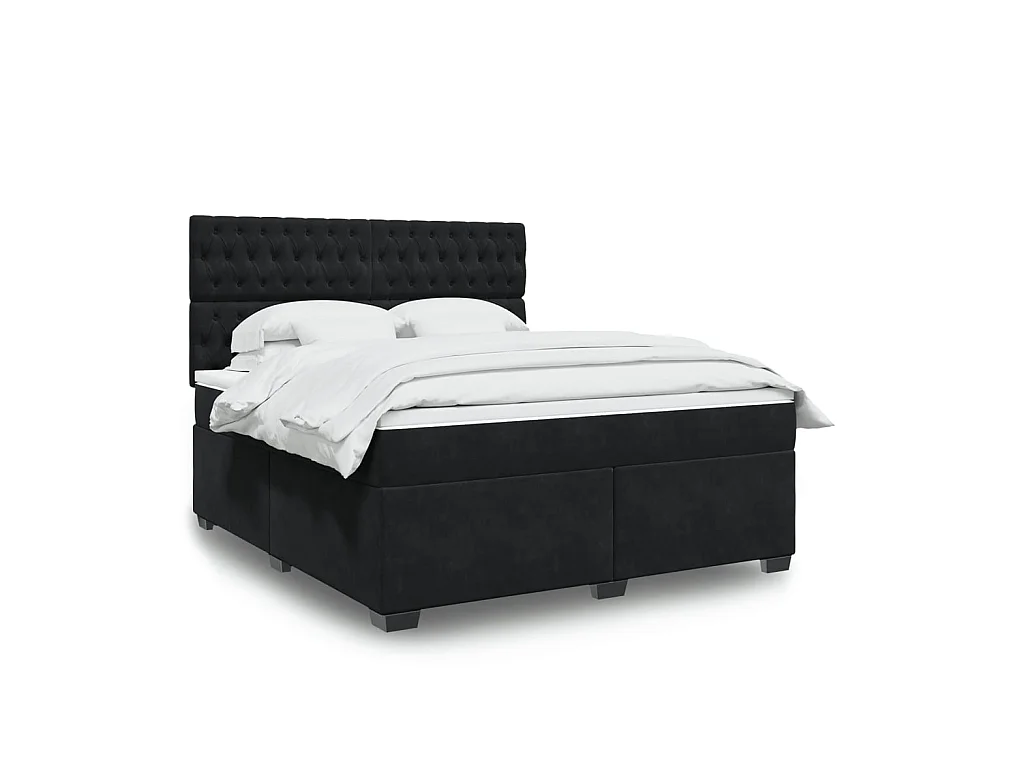 Sommier à lattes de lit avec matelas Noir 180x200 cm Velours