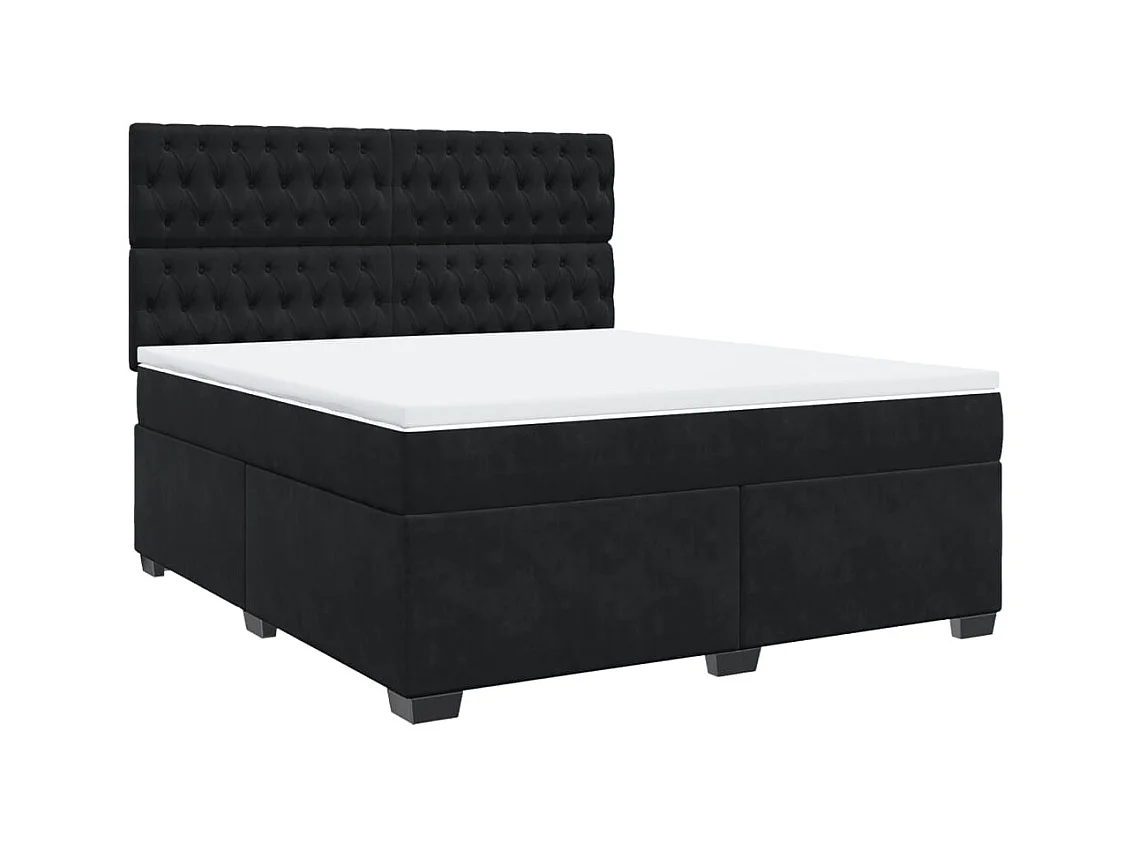 Sommier à lattes de lit avec matelas Noir 180x200 cm Velours