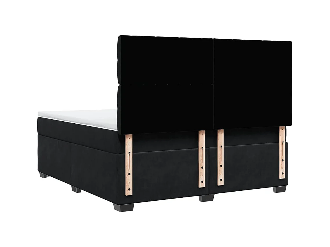 Sommier à lattes de lit avec matelas Noir 180x200 cm Velours