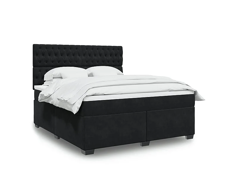 Giroletto a Molle con Materasso Nero 180x200 cm in Velluto