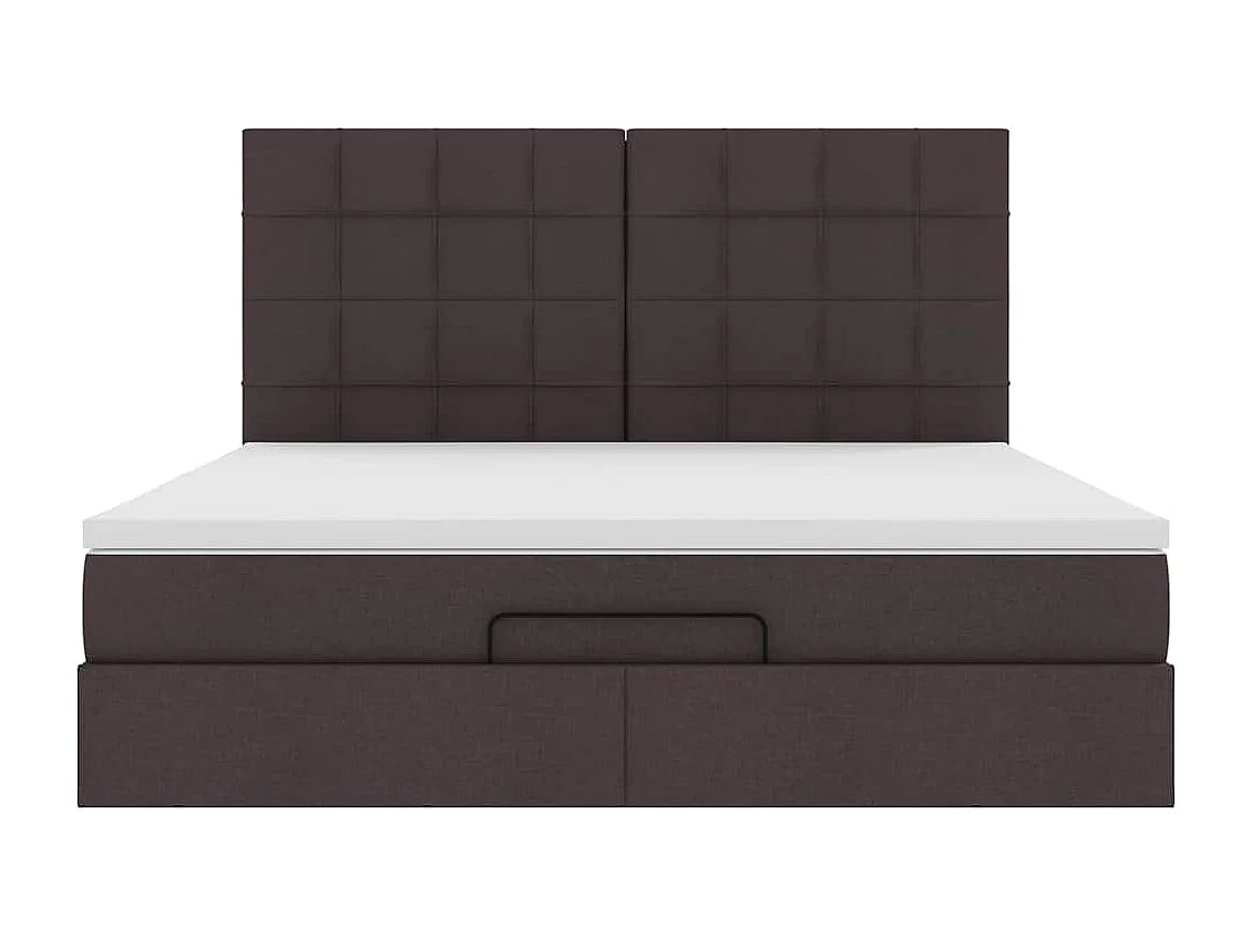 Cadre de lit ottoman avec matelas marron foncé 160x200 cm tissu