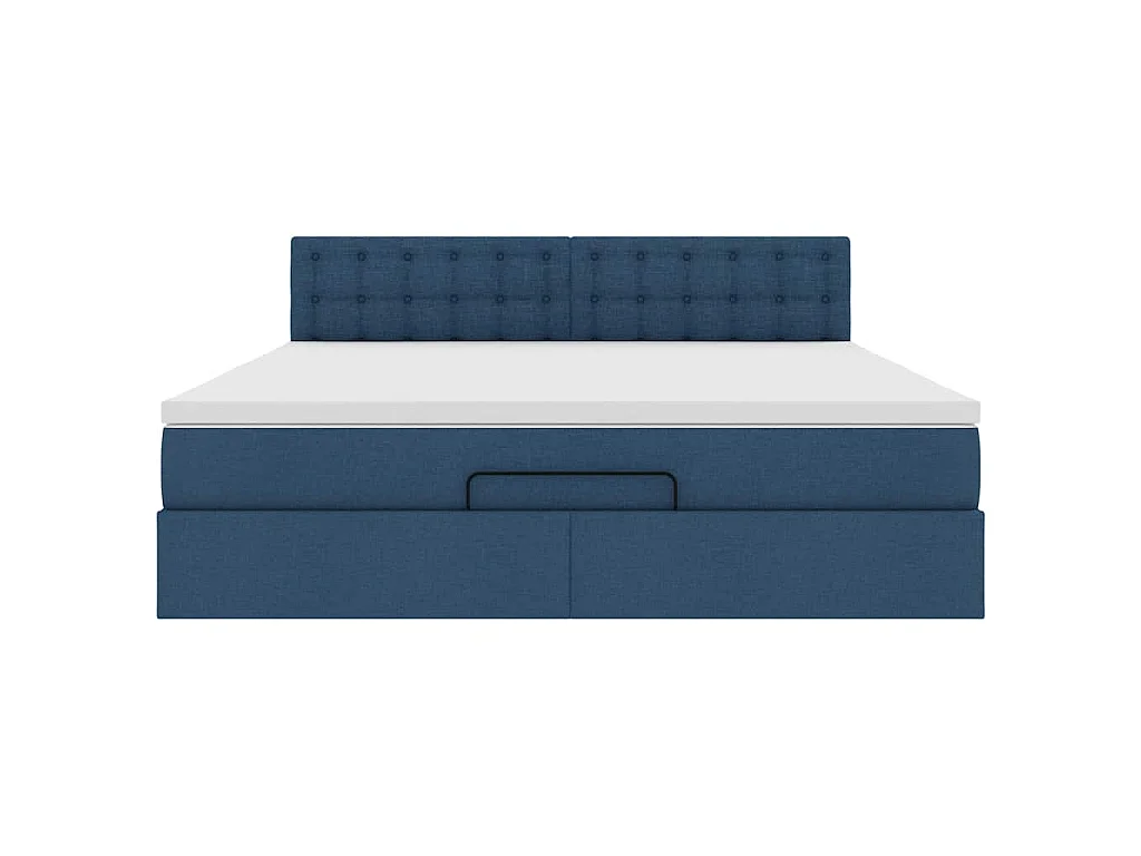 Ottoman bed met matras en LED's 160x200cm stof blauw