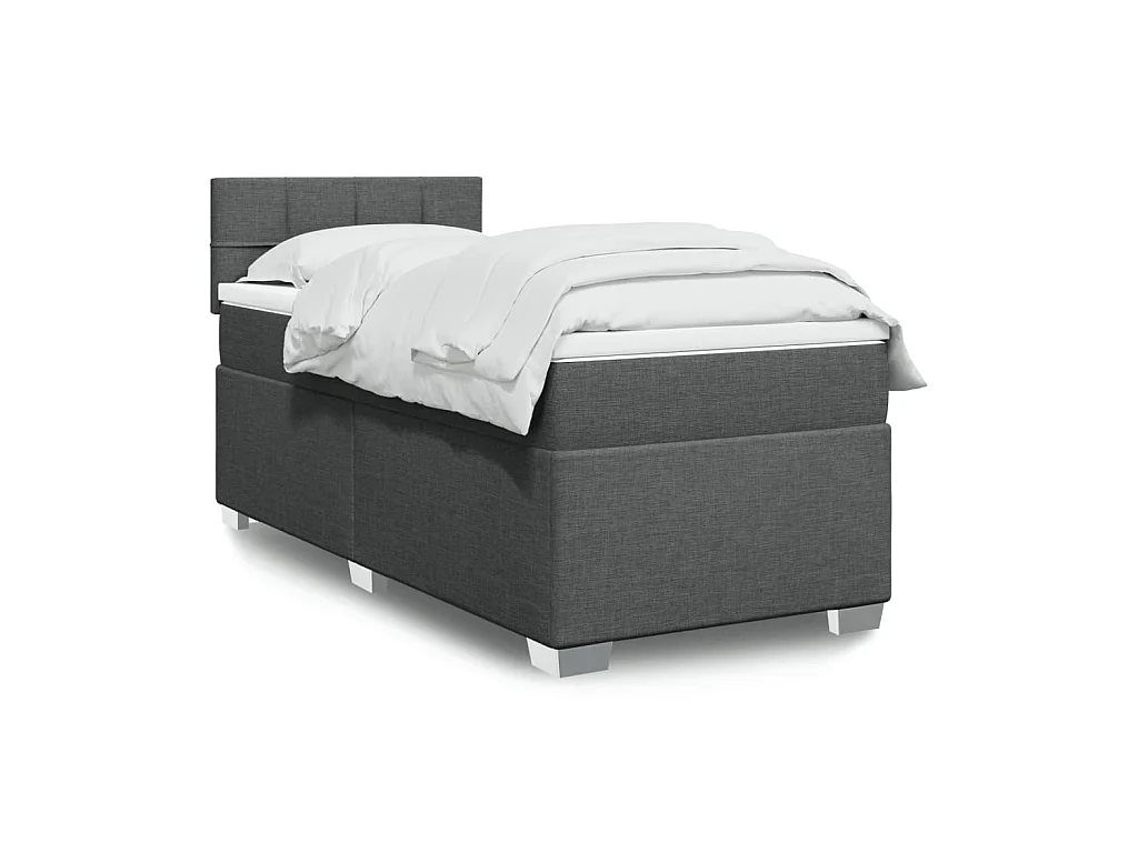Boxspring met matras stof donkergrijs 90x200 cm