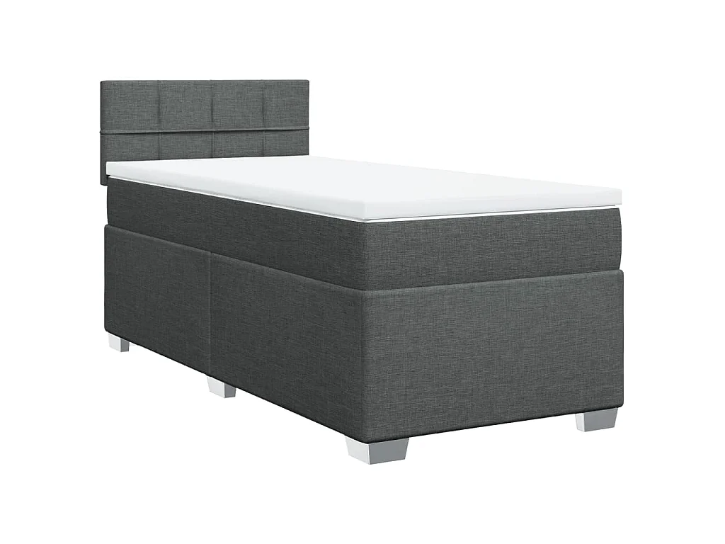 Cama box spring con colchón tela gris oscuro 90x200 cm