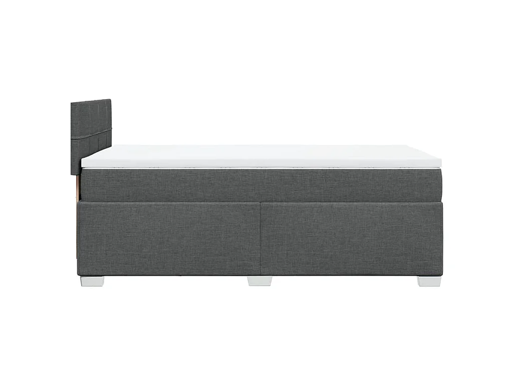 Cama box spring con colchón tela gris oscuro 90x200 cm