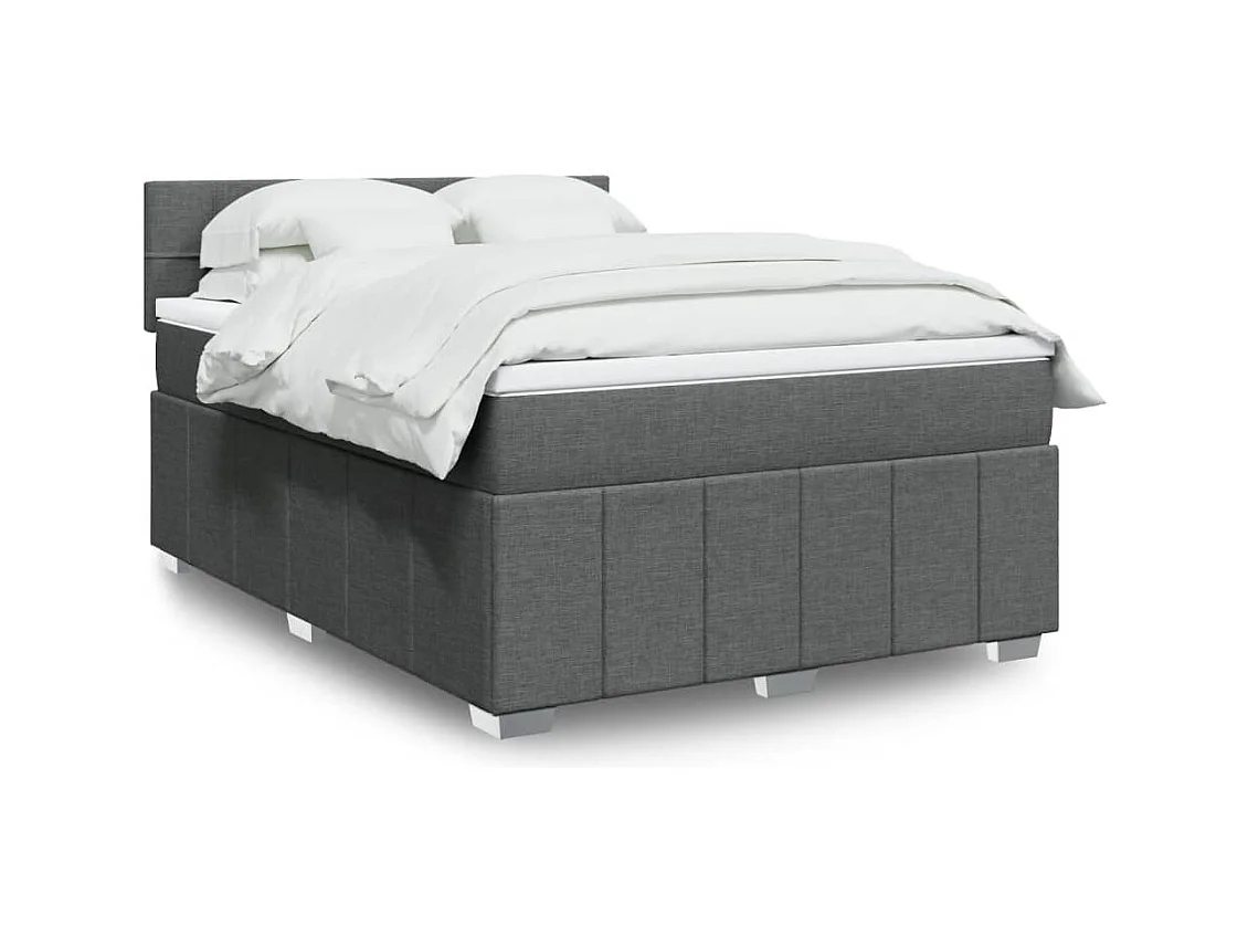 Sommier à lattes de lit avec matelas Gris foncé 140x190cm Tissu