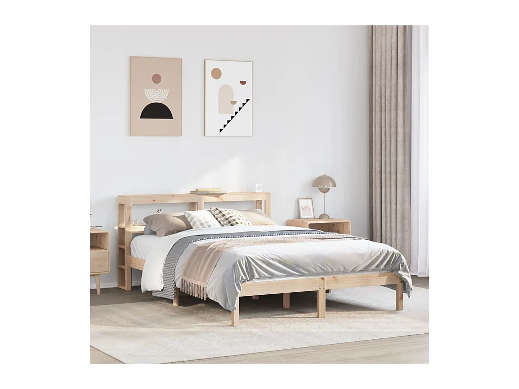 Cadre de lit sans matelas 140x190 cm bois de pin massif