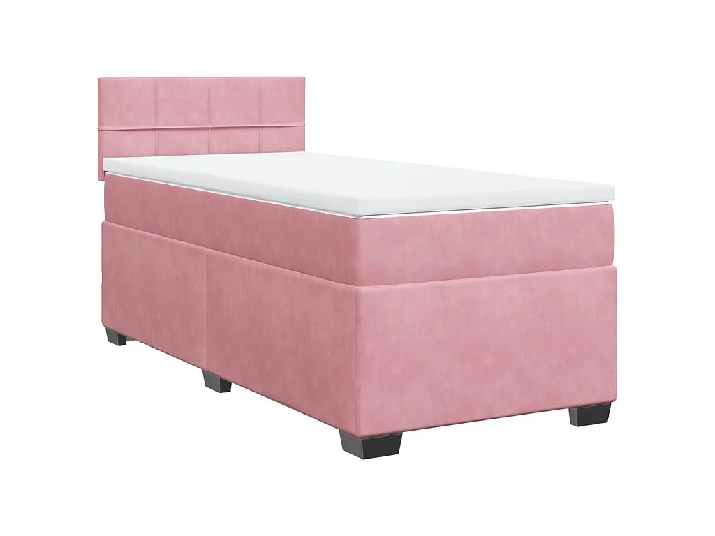 Boxspring met matras fluweel roze 90x200 cm