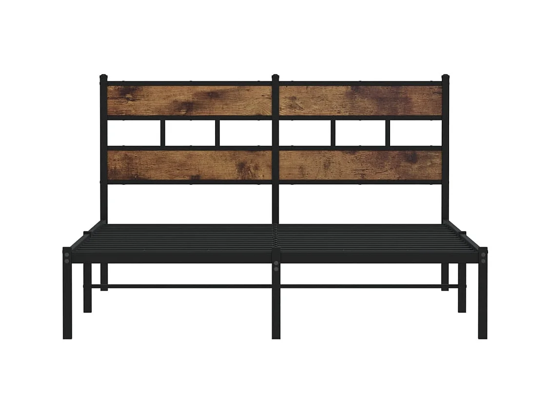 Cadre de lit en métal sans matelas chêne fumé 140x200 cm