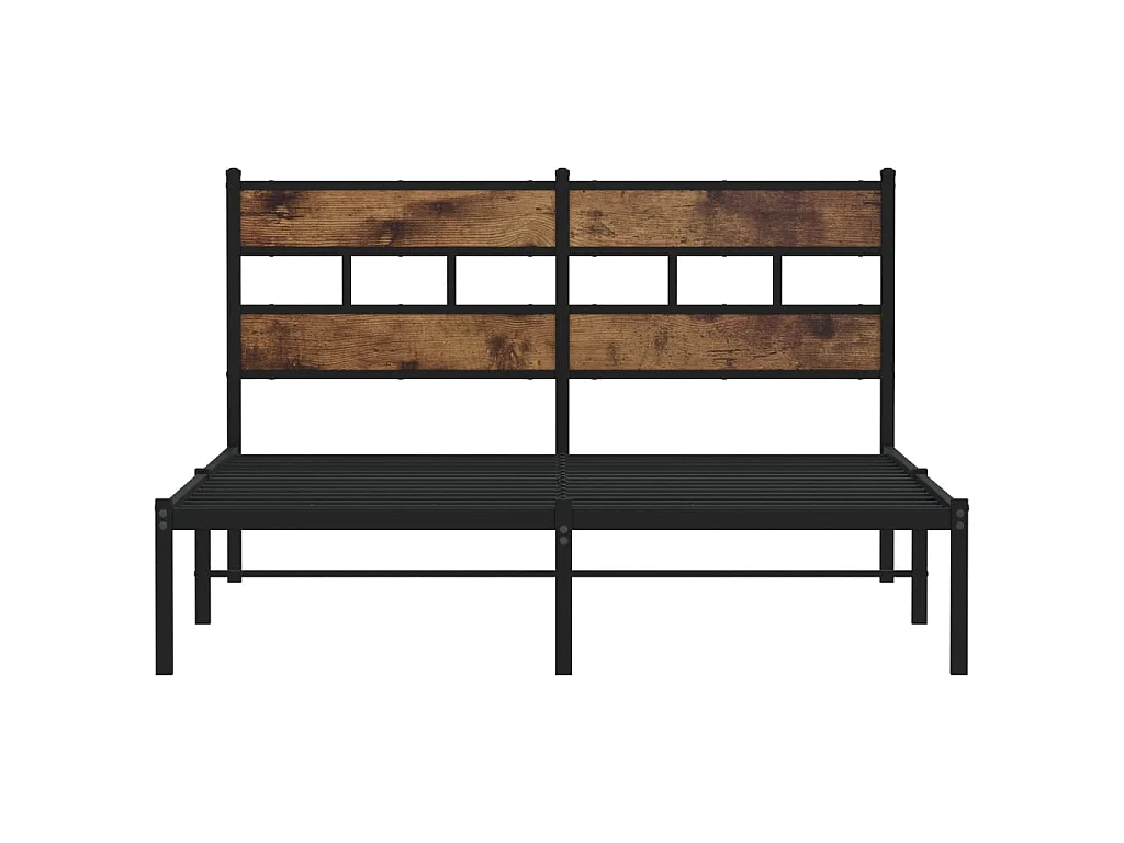 Cadre de lit en métal sans matelas chêne fumé 140x200 cm