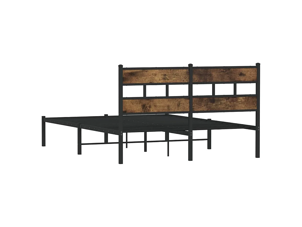 Cadre de lit en métal sans matelas chêne fumé 140x200 cm