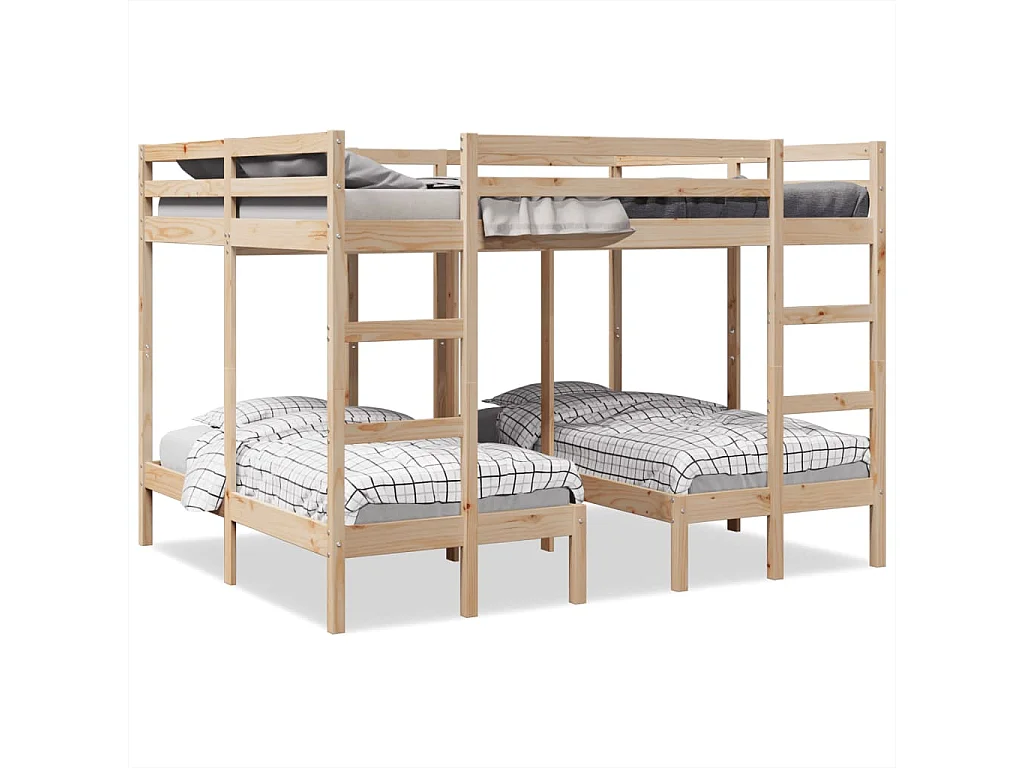 Lit superposé triple 160x200/80x160 cm bois de pin massif