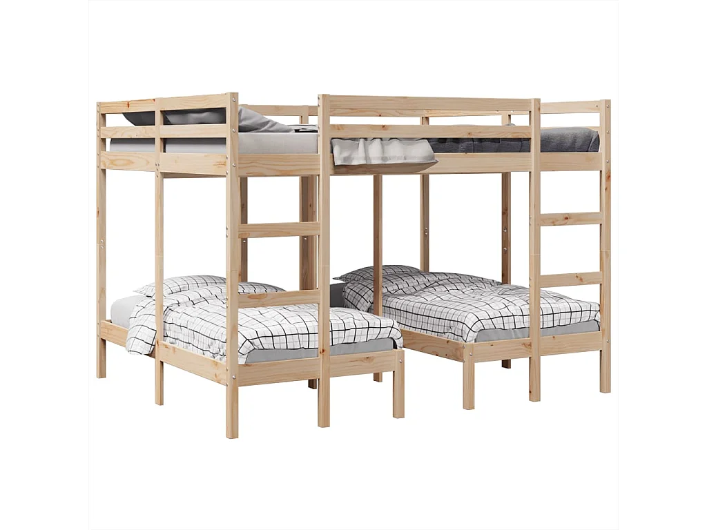 Lit superposé triple 160x200/80x160 cm bois de pin massif