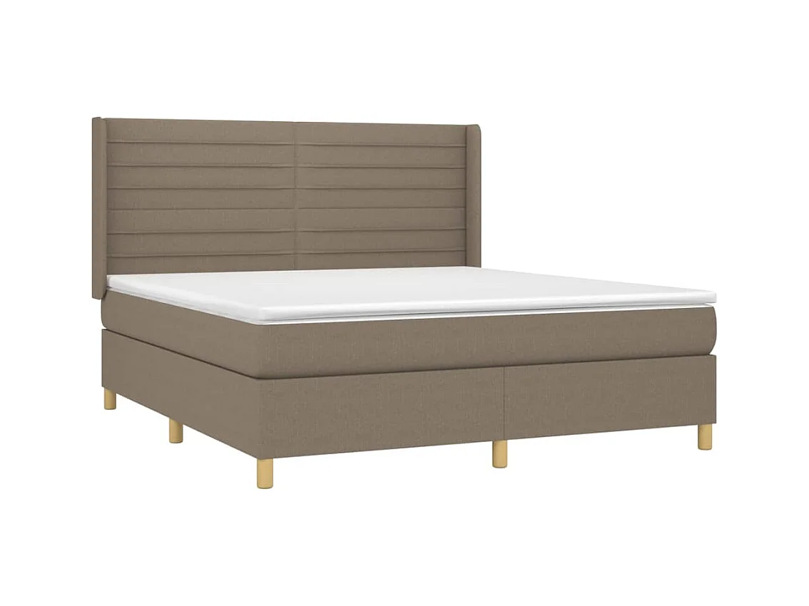 Sommier à lattes de lit matelas et LED Taupe 180x200 cm Tissu