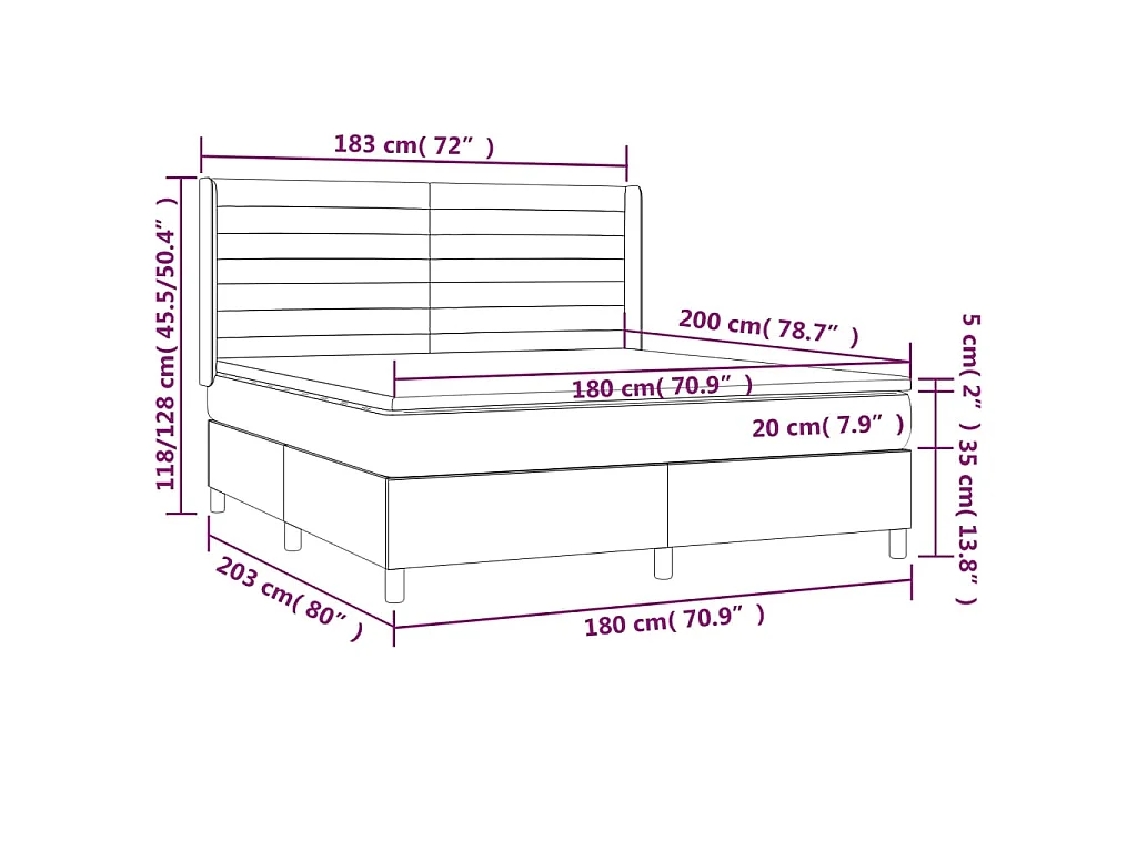 Boxspring met matras en LED stof taupe 180x200 cm
