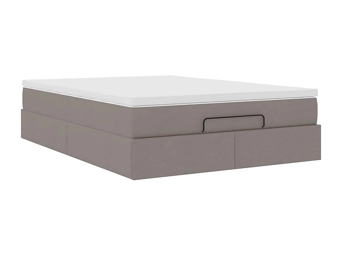 Cadre de lit ottoman avec matelas taupe 140x200 cm tissu