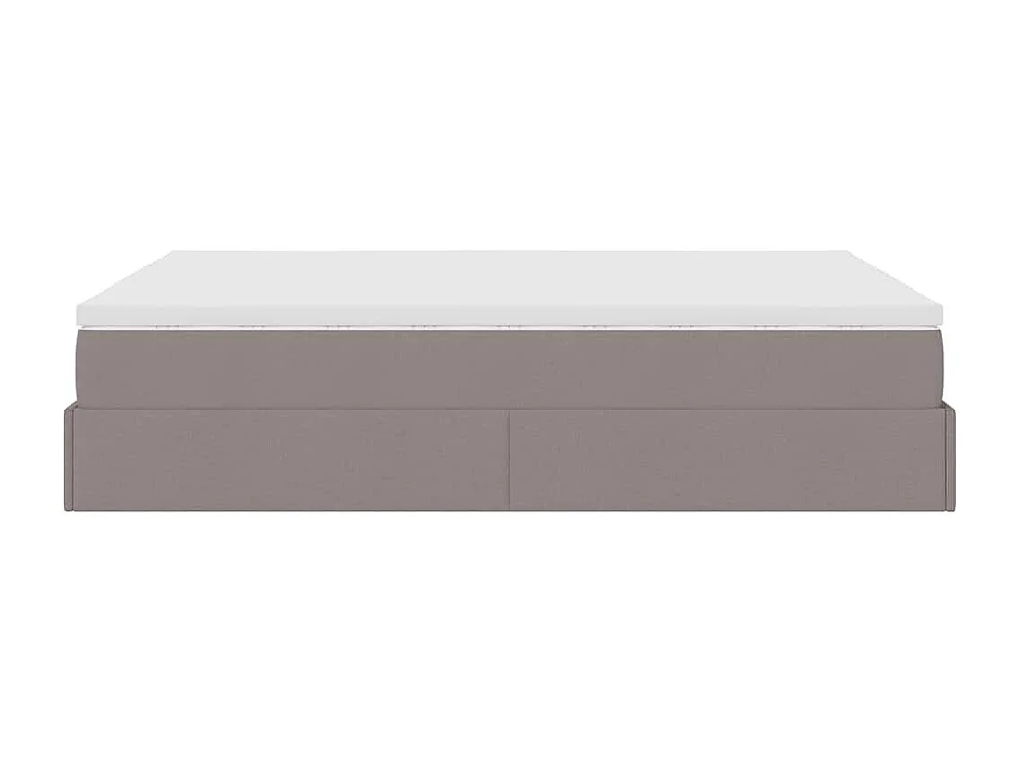 Cadre de lit ottoman avec matelas taupe 140x200 cm tissu