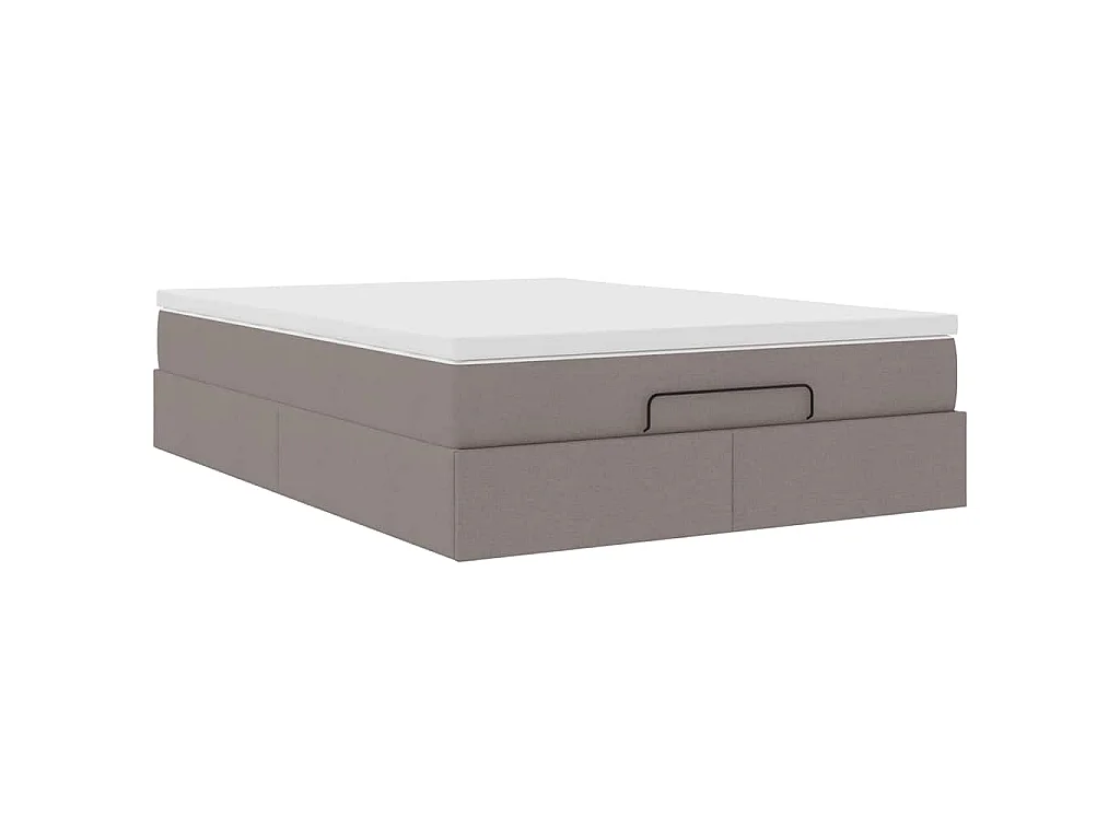 Cadre de lit ottoman avec matelas taupe 140x200 cm tissu