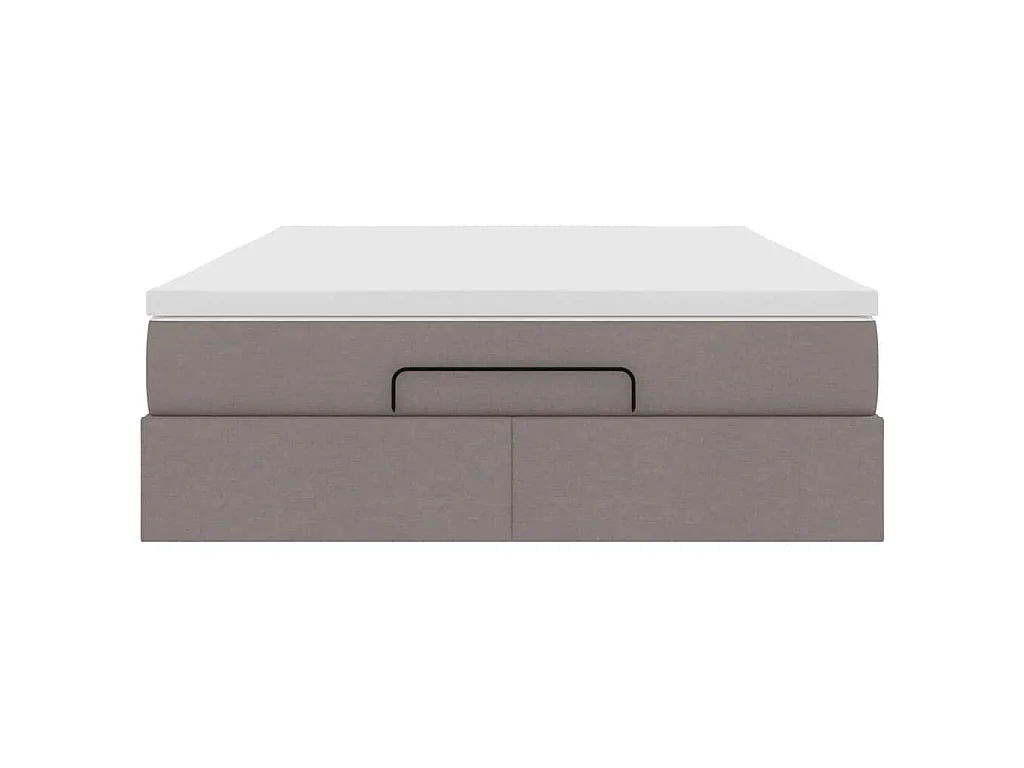 Cadre de lit ottoman avec matelas taupe 140x200 cm tissu