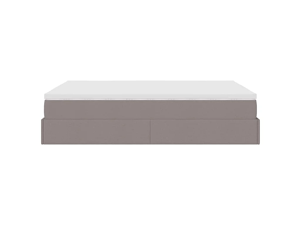 Cadre de lit ottoman avec matelas taupe 140x200 cm tissu