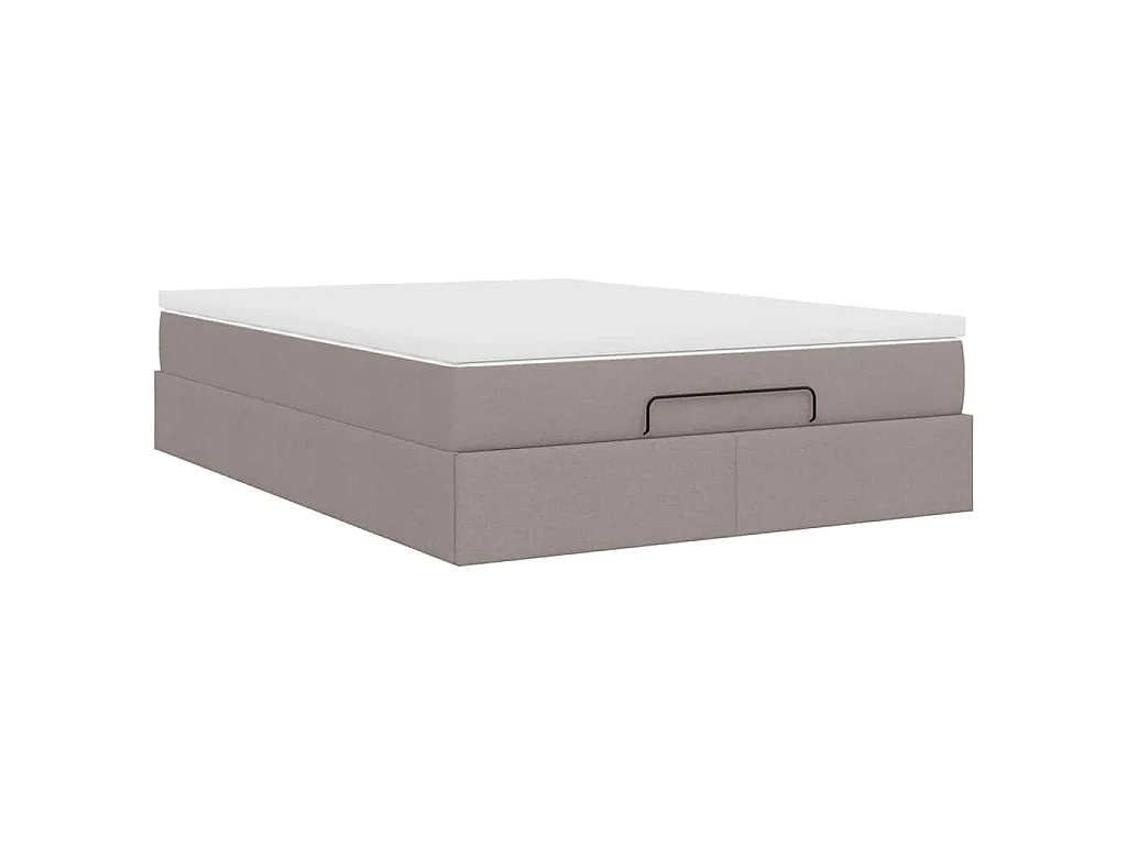 Cadre de lit ottoman avec matelas taupe 140x200 cm tissu