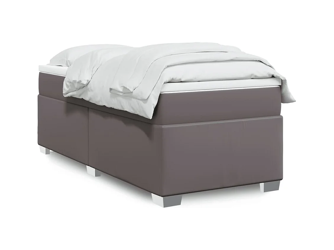 Giroletto a Molle con Materasso Grigio 90x190 cm in Similpelle