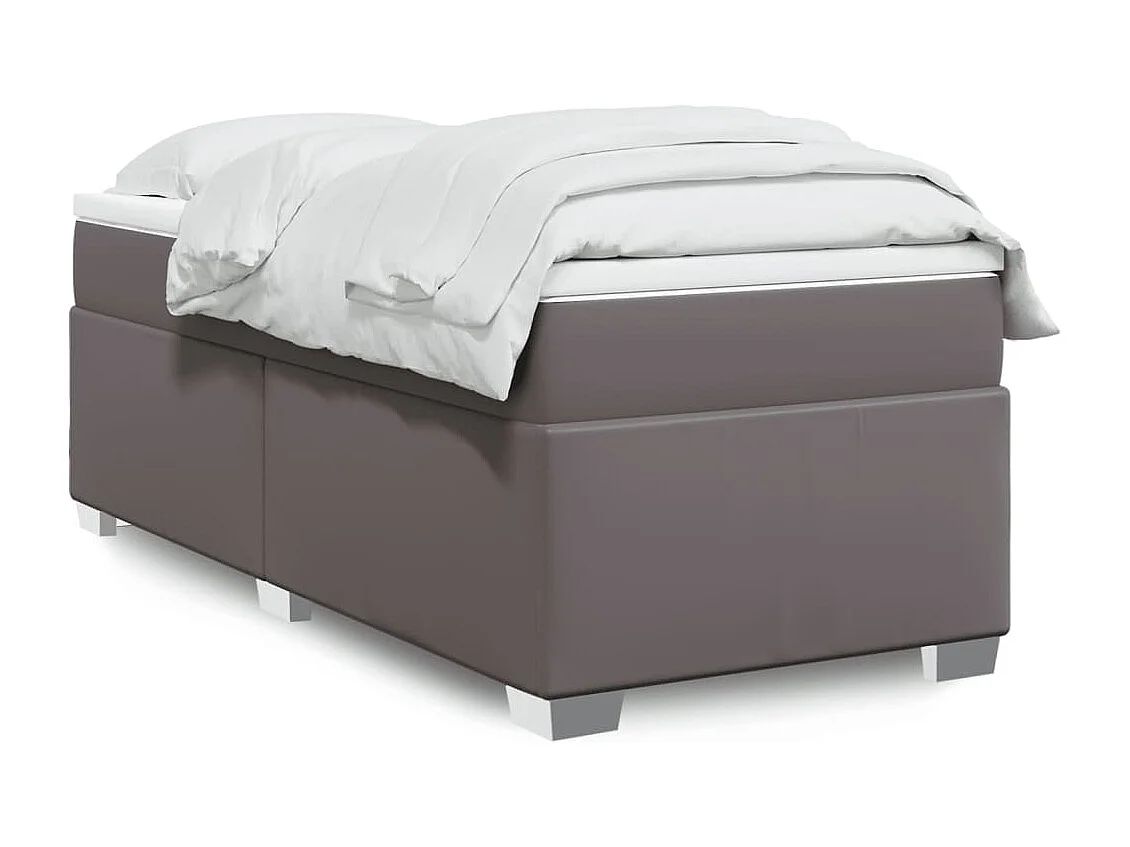 Sommier à lattes de lit avec matelas Gris 90x190 cm Similicuir