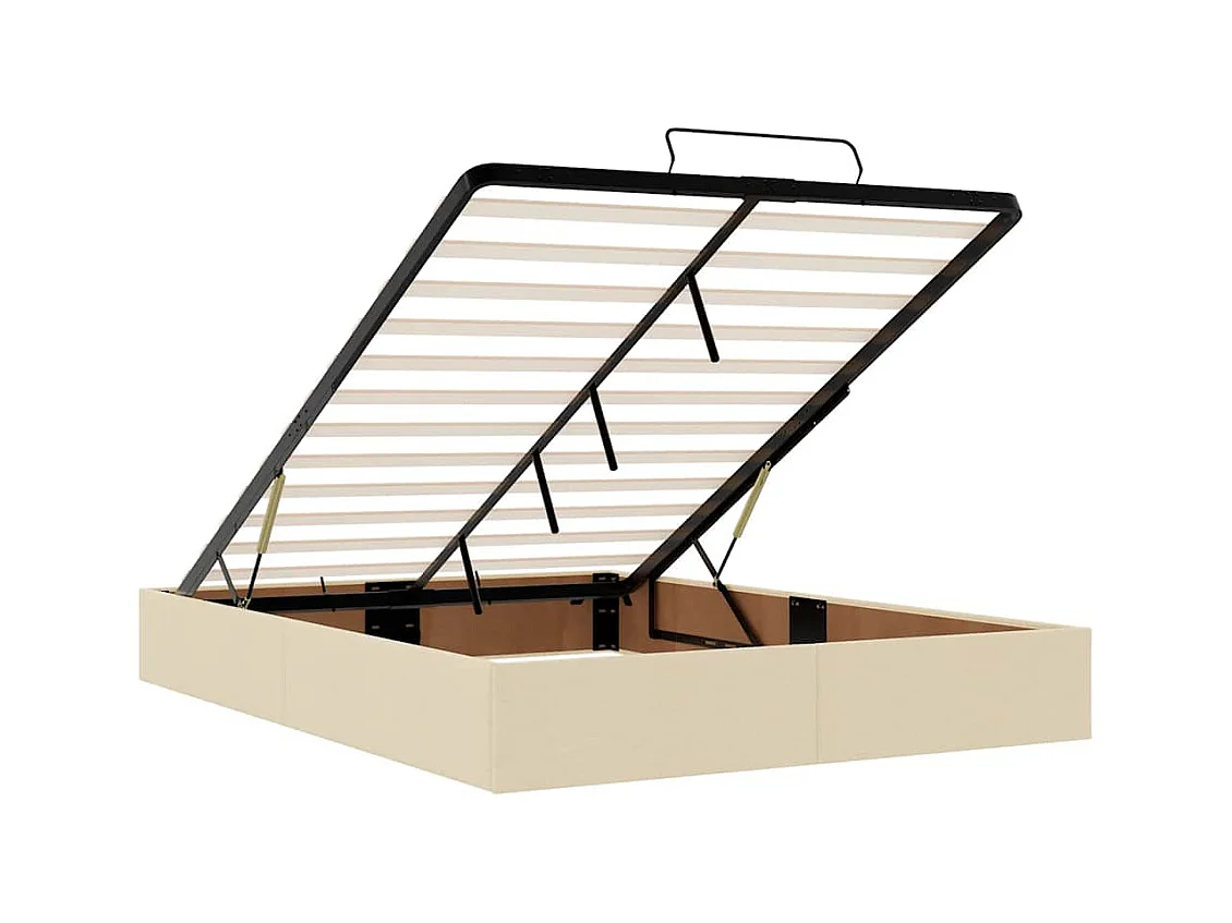 Cadre de lit ottoman sans matelas crème 140x200 cm tissu
