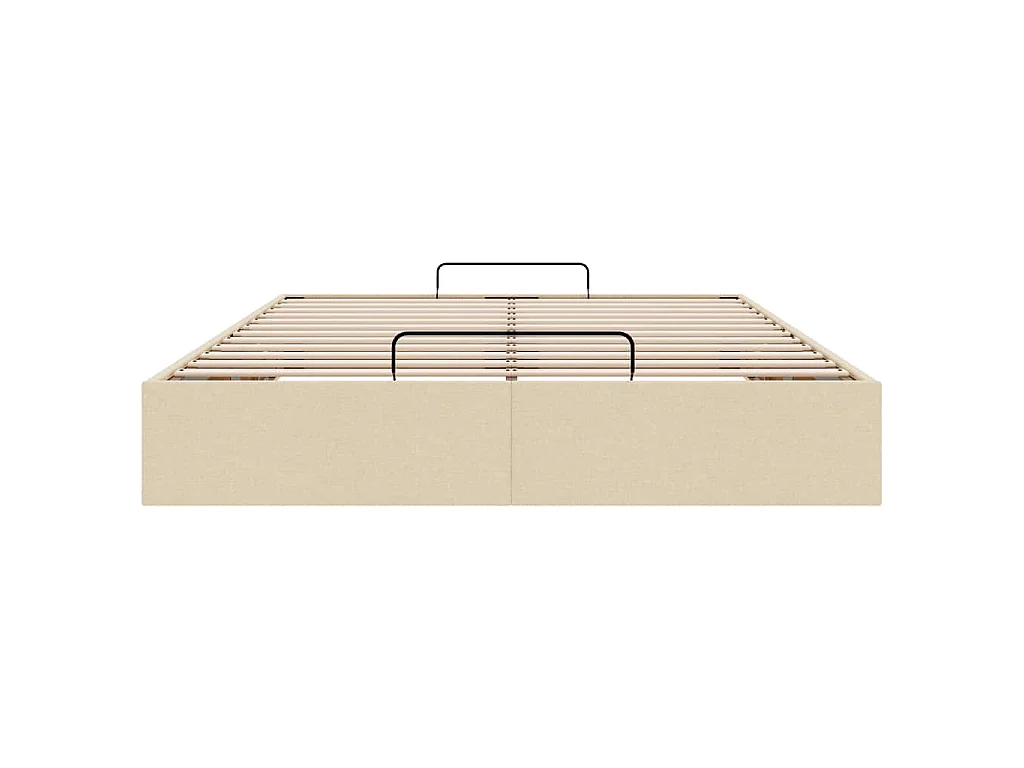 Struttura Letto Pouf senza Materasso Crema 140x200 cm Tessuto