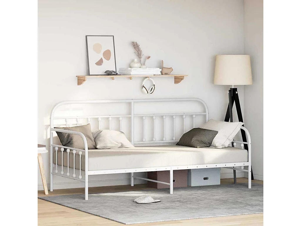 Bedframe voor een daybed Wit 90 x 200 cm Gepoedercoat staal