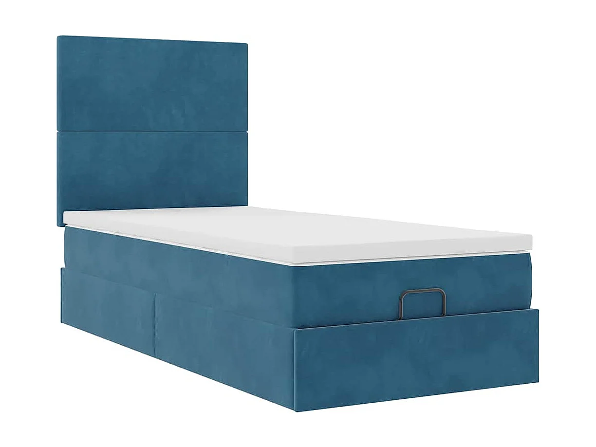 Ottoman bed met matrassen en LED's 90x200cm fluweel donkerblauw