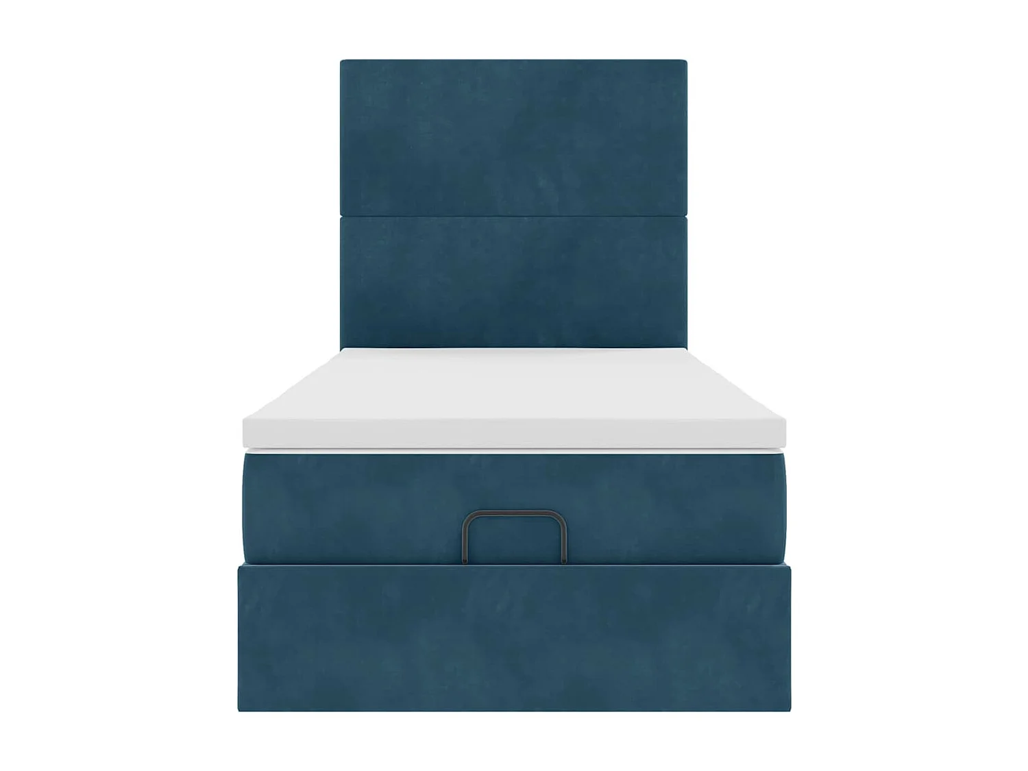 Cadre de lit ottoman avec matelas bleu foncé 90x200 cm velours