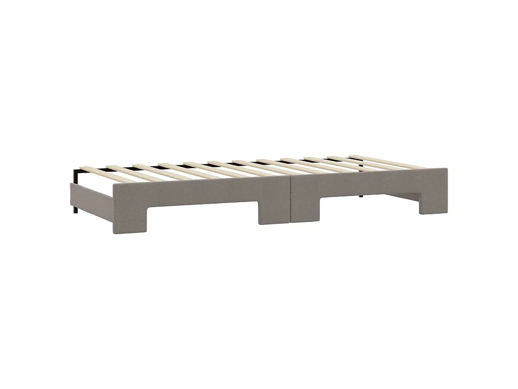 Lit de jour avec gigogne et matelas taupe 90x200 cm tissu
