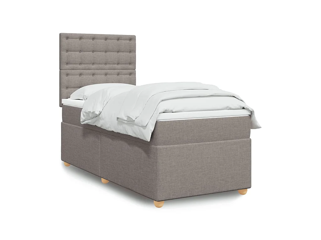 Sommier à lattes de lit avec matelas Taupe 90x200 cm Tissu