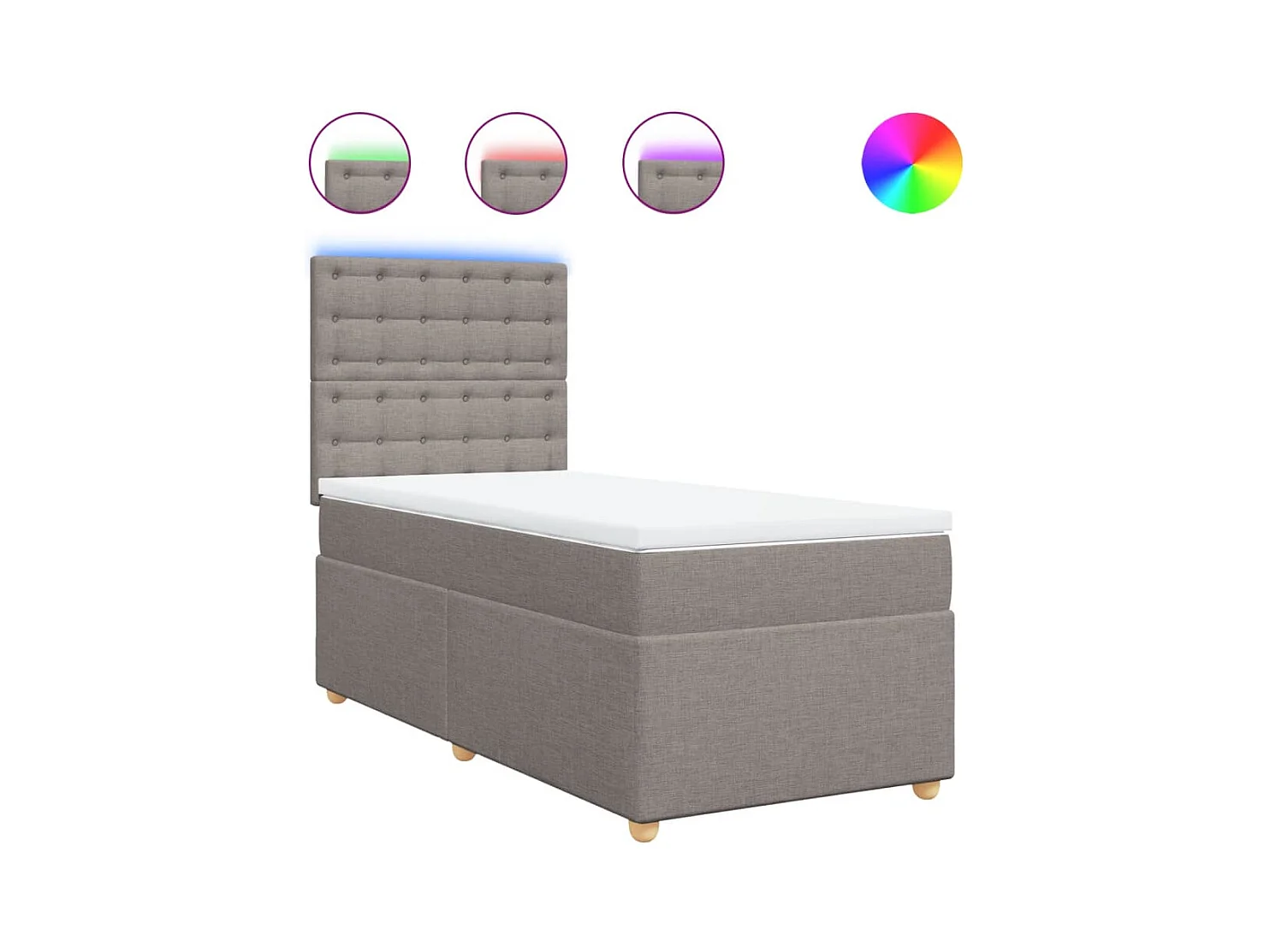 Sommier à lattes de lit avec matelas Taupe 90x200 cm Tissu