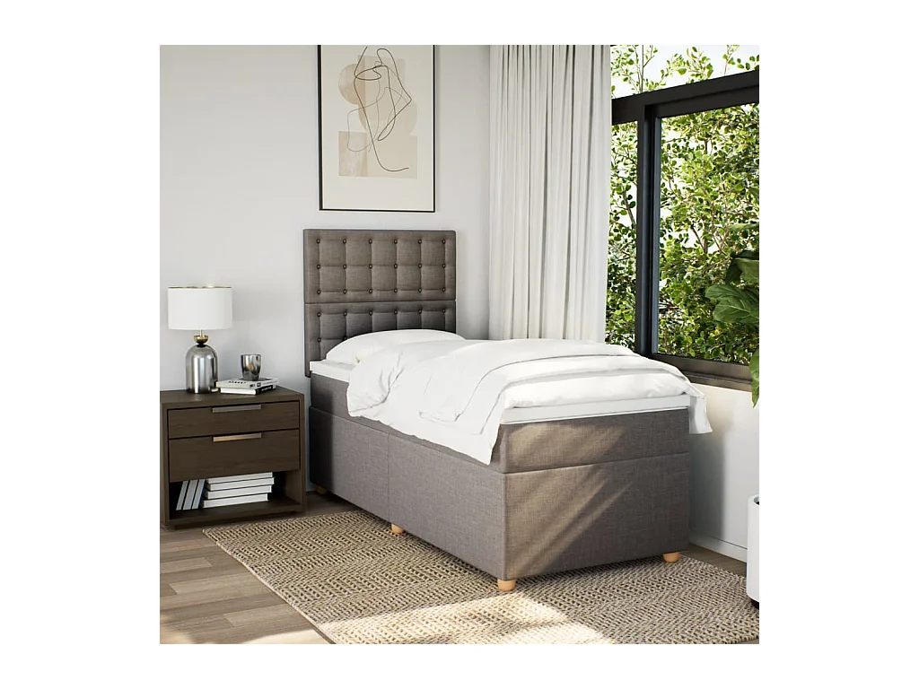 Sommier à lattes de lit avec matelas Taupe 90x200 cm Tissu
