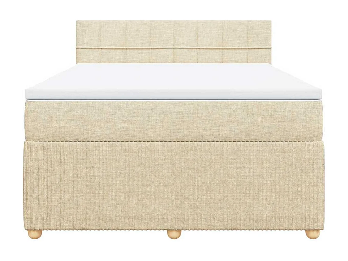 Sommier à lattes de lit avec matelas Crème 140x190 cm Tissu