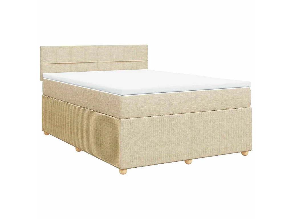 Cama com molas/colchão 140x190 cm tecido cor creme