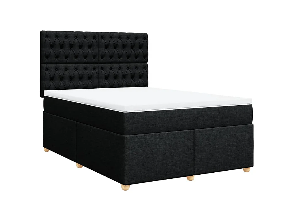 Boxspringbett mit Matratze Schwarz 140x200 cm Stoff