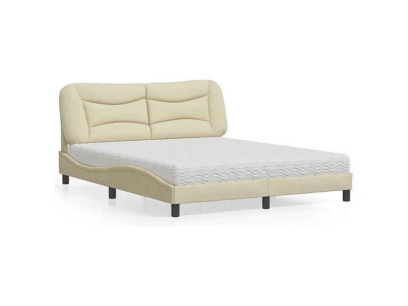 Letto con Materasso Hvar Crema 160x200 cm in Tessuto