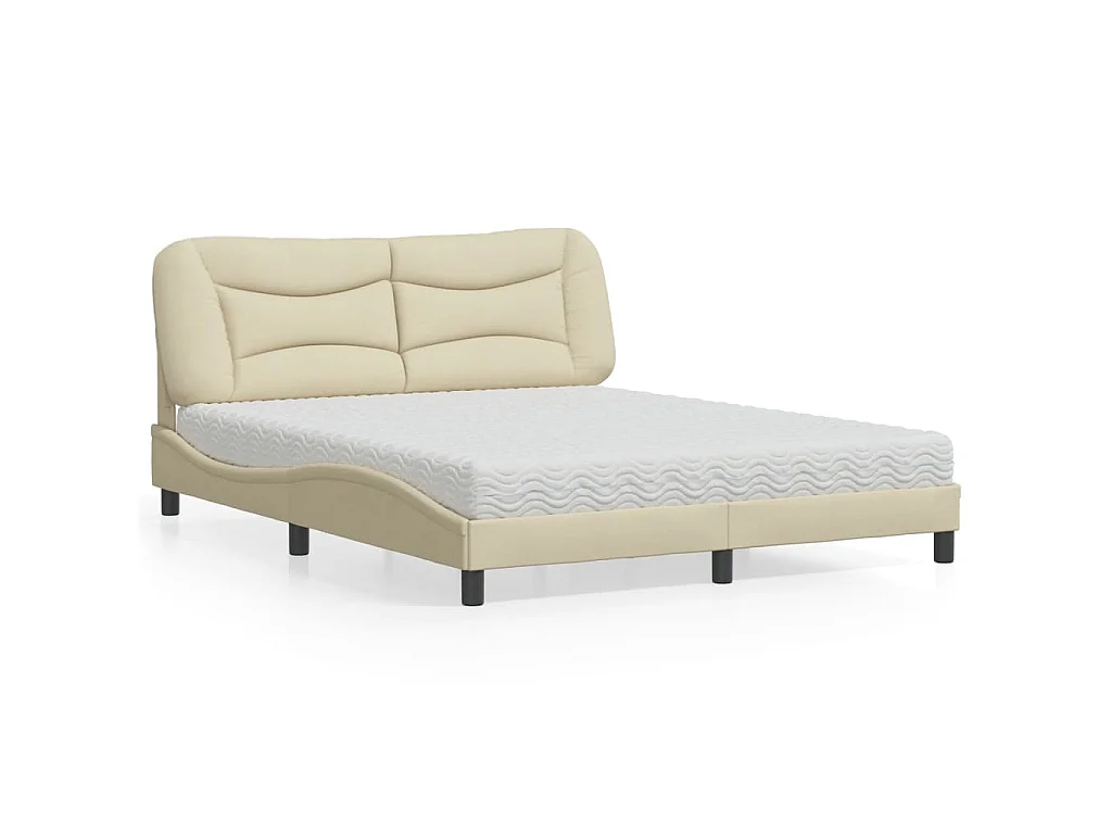 Bett mit Matratze "Hvar" Creme 160x200 cm Stoff