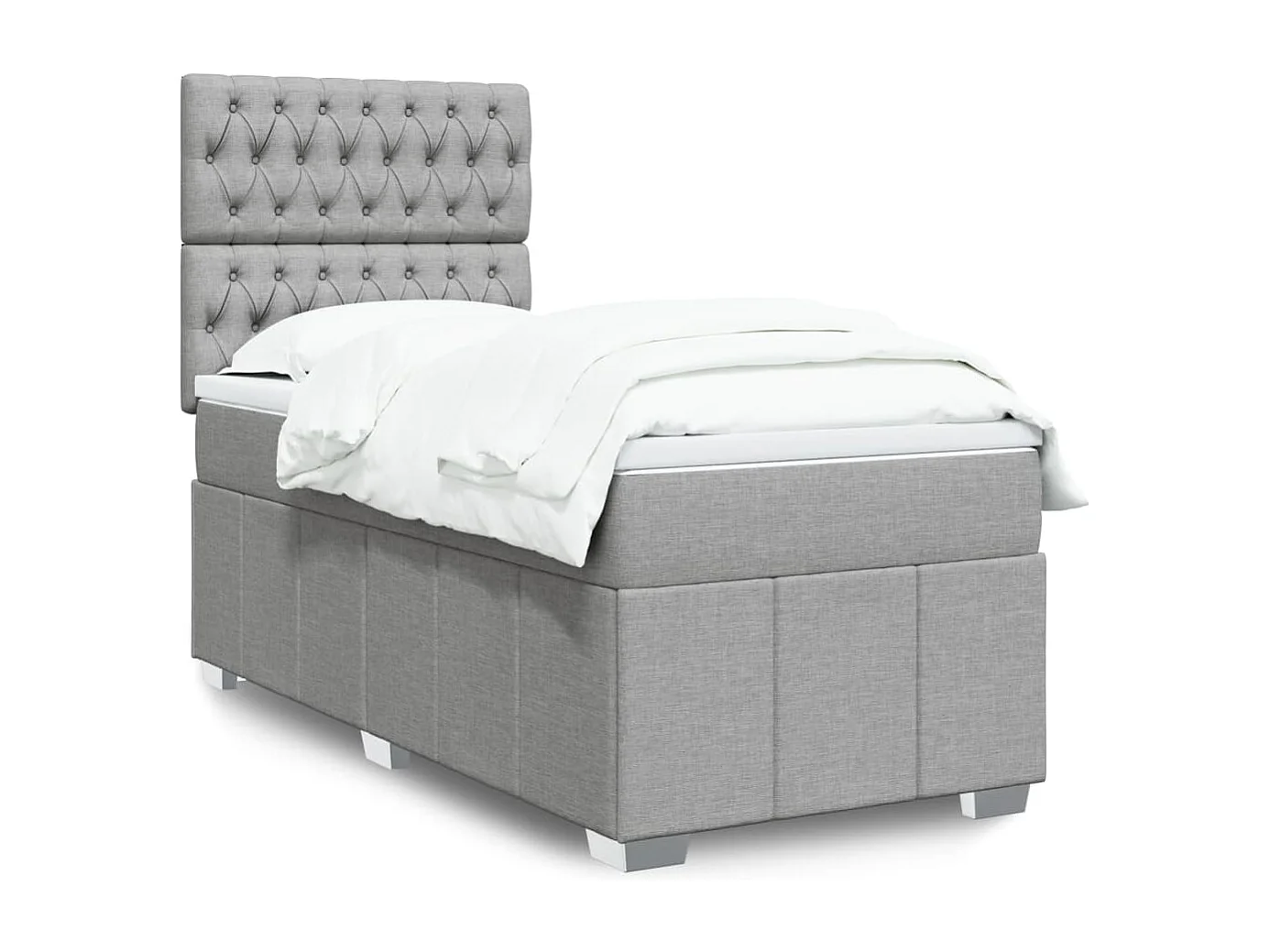 Boxspringbett mit Matratze Hellgrau 90x200 cm Stoff